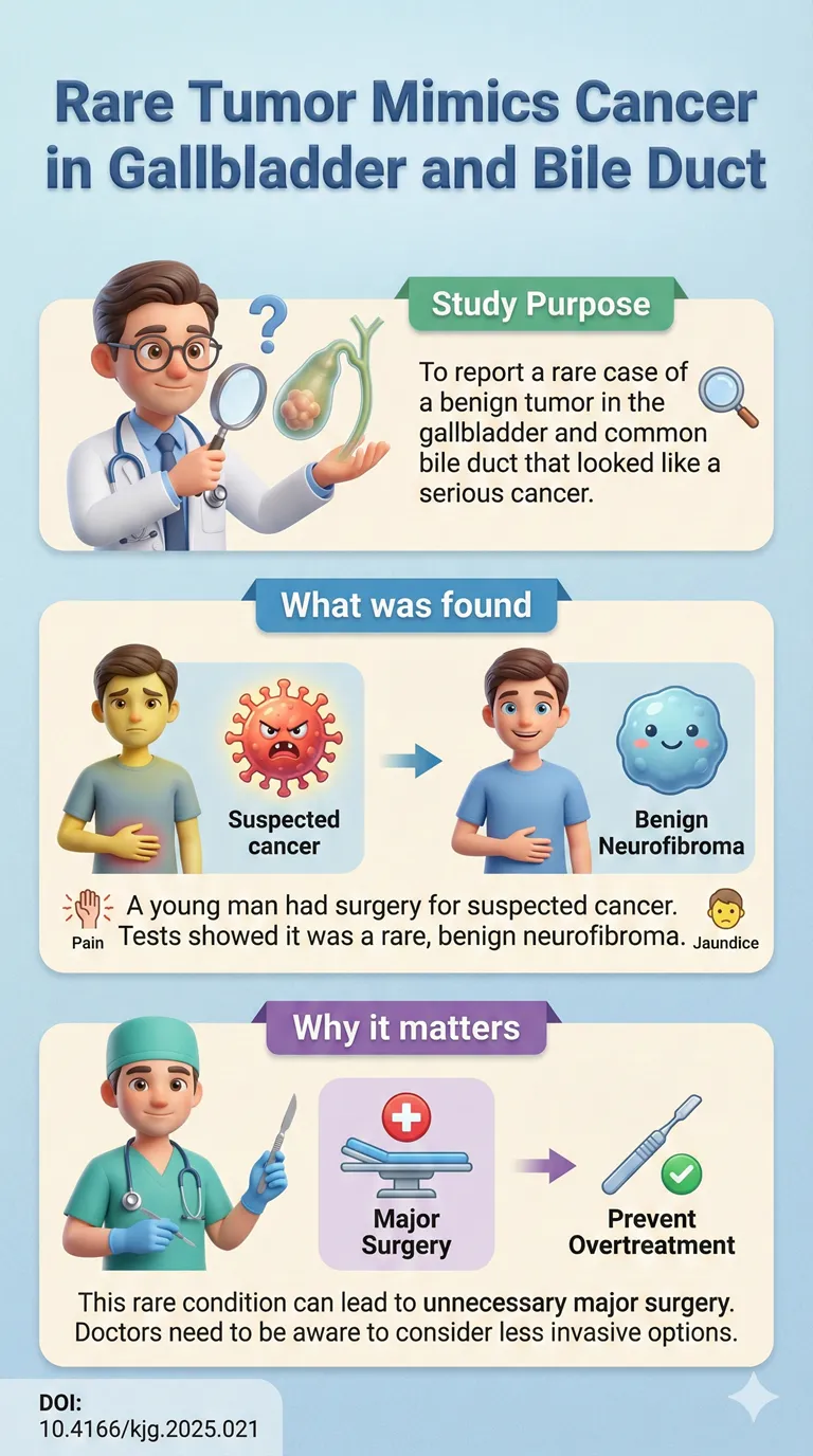 Isolated Neurofibroma of the Gallbladder and Common Bile Duct Mimicking Malignancy A Rare Case Report and Review of Literature. DOI :10.4166kjg.2025.021