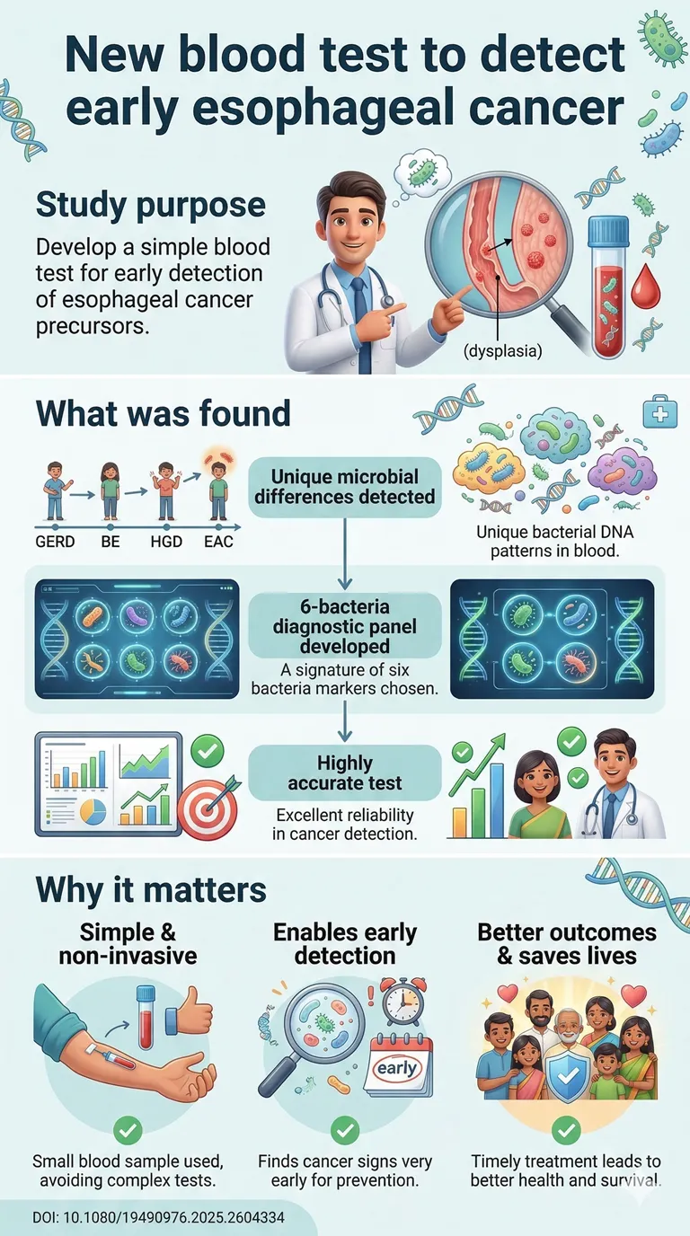 A machine-learning informed circulating microbial DNA signature for early diagnosis of esophageal adenocarcinoma.DOI 10.108019490976.2025.2604334