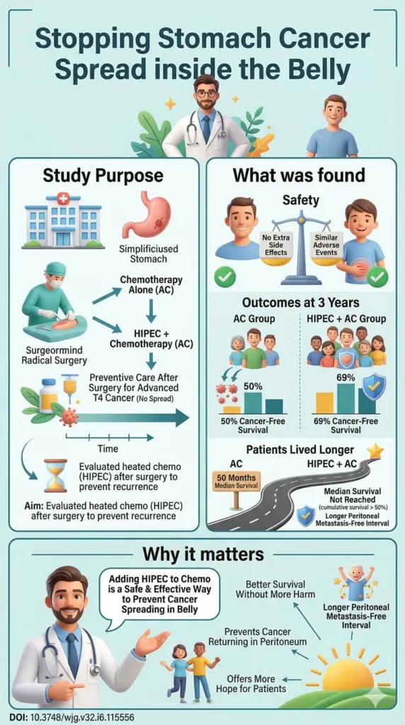 Efficacy and safety of sequential hyperthermic intraperitoneal chemotherapy following surgery for pathological T staging 4 gastric cancer.DOI 10.3748wjg.v32.i6.115556