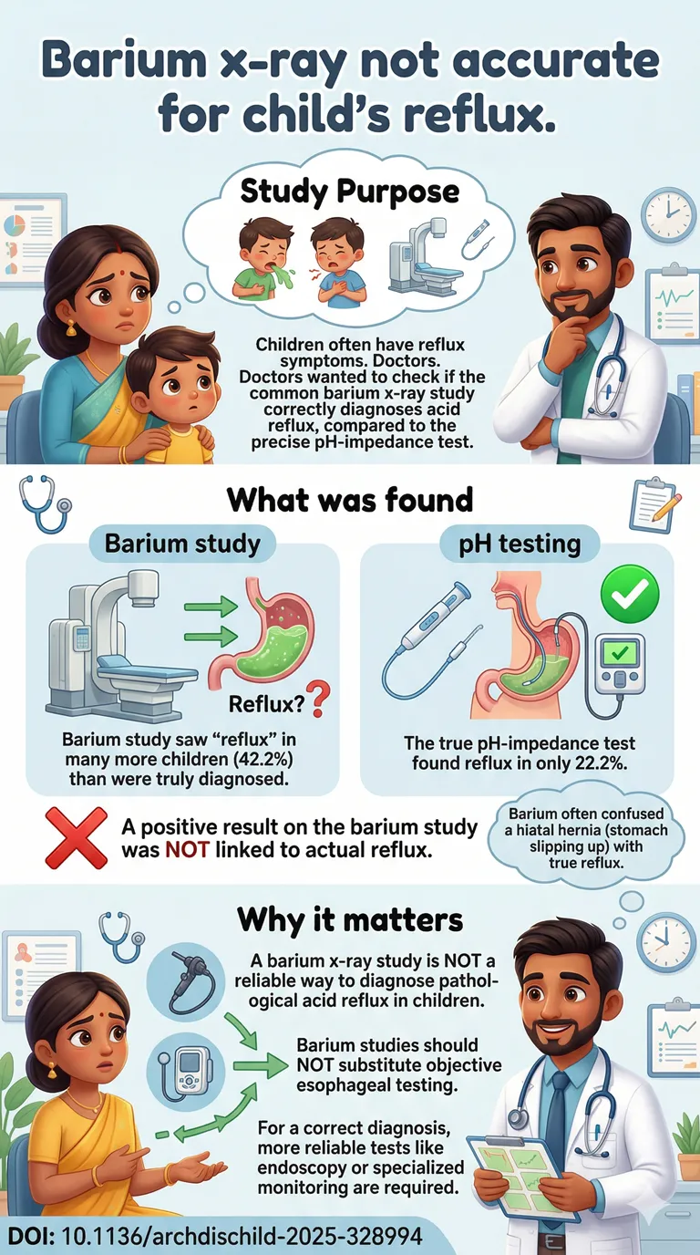 Diagnostic value of barium oesophagram compared to pH-impedance monitoring in the detection of paediatric gastro-oesophageal reflux.DOI 10.1136archdischild-2025-328994
