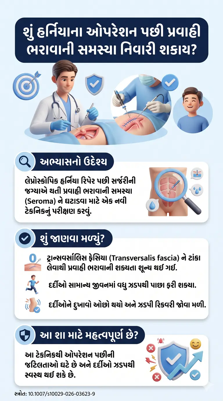 Plication of fascia transversalis in comparison to no plication to reduce seroma formation post laparoscopic transabdominal preperitoneal repai DOI- 10.1007s10029-026-03623-9